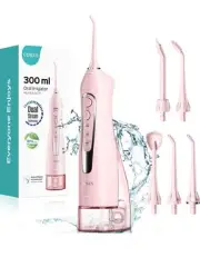 COSLUS Water Dental Flosser Teeth Pick: Portable Cordless Oral Irrigator Pink