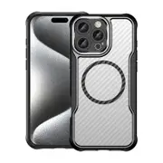 For iPhone 16 Pro Max Case, Compatible with MagSafe Carbon Texture Cover,Black