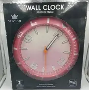 Sempre Quartz Wall Clock Quiet Clockwork Pink with White #'s Battery included