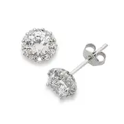 Bevilles 5mm Sterling Silver Cubic Zirconia Earrings Stud