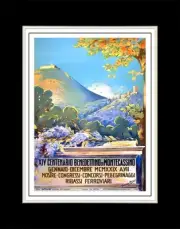 1928 14th Benedictine Centenary of Montecassino 2 - Matted for 11x14 Frame