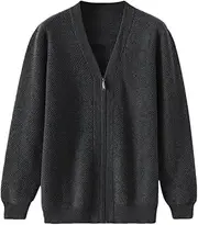 [Dninmim] Men's Wool Zipper Cardigan Knitwear Thick Soft Warm Sweater Business Casual Jumper Coat Tops