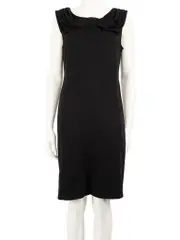Black Draped Knee Length Dress