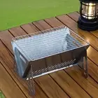 Portable Outdoor with Griddle Four Supports Stainless Steel Folding Bbq