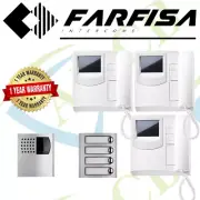 Farfisa Colour Video Intercom Kit 3 Handset Outdoor Keypad Camera Doorphone Exit