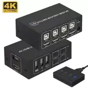 4K HDMI USB KVM Switch 4X1 4 Ports Switcher with Controller Support 4 Monitors