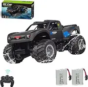 RANFLY RC Trucks 4x4 Offroad Waterproof, 1:16 Amphibious Remote Control Car with 2 Rechargeable Battery, 4WD All Terrain Monster Truck RC Car for Boys 4-7