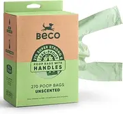 Beco Dog Poo Bags - Strong & Large Poop Bags - 270 Bags, Tie Handles, Loose Packed, Unscented Dog Waste Bags