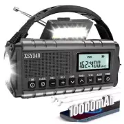 Upgraded 37000mWh Emergency Hand Crank Radio AM/FM with LED Flashlight Solar