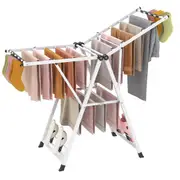 Costway Clothes Drying Rack Foldable Drying Rack w/16 Drying Rails Gullwing Clothing Stand White