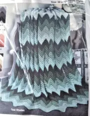 Mary Maxim Crochet Teal Green Ripple Afghan Throw Kit #7323-4N Large 50 x 72" PG