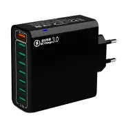 BK318 65W 8-Port USB Charger 8USB-A QC3.0 4.0+ PPS AFC FCP SCP SSCP Fast Charging Wall Charger Adapter EU Plug US Plug f