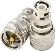 BNC UHF Coax Connector PL259 UHF Male to BNC Male Coaxial Connector Low Loss Coax Adapter for RF Antennas/Wireless LAN Devices/Coaxial Cable/Wi-Fi Radios