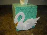 TISSUE BOX COVER -SWAN - Plastic Canvas