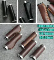 Vintage Bicycle Ergonomic Handlebar Grips Retro Real Leather Bike Standard Grips