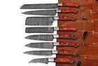 CUSTOM HANDMADE DAMASCUS STEEL KITCHEN CHEF KNIFE SET WITH ROLL BAG BEST GIFT