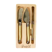 3pc Laguiole Silhouette Knife Cleaver/Pate Mini Cheese Set Stainless Steel Ivory