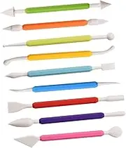 BEBEMOKO 9pcs Fondant Cake Tool Set Multi Functional Sculpting and Baking Tools for Cake Decorating Sugar Paste and DIY Crafts Ergonomic Design Easy to Clean