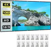 100 NCH Projector Screen 16:9 Hd 4K Foldable Portable Sided Projection Anti-Crease Movie Screen Curtain with Hooks for Ndoor Home Theater Office 100-Inch