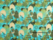 Indian Green Hand Block Peacock Print Fabric Cotton Dressmaking Sewing by 5 Yard