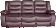 3 Seater Recliner Sofa in Faux Leather Lounge Couch in Brown