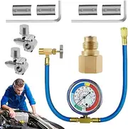 Auto AC Recharge Kit | R134Ar12 Automotive Refrigerant Refill Kit | Car AC Refrigerant Recharge with Pressure Gauge and Hose Kit, Vehicle Repair Accessories, for Vehicles, Cars, SUVs