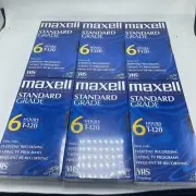 6- Maxell Standard Grade Video Cassette 6 Hours T-120 New Sealed