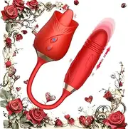 Rabbit Toys Rechargeable Adult Toys Adult Sensory Toys for Women - Female Sex Pleasure Devices Purple Powerful Tongue and Licking G Toys Rose Telescopic Sucking Toy for Women and Magnetic Charging Pot