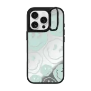 iPhone 16 Pro Mirror Ring Stand Case MagSafe Compatible Aqua Smile Transparent