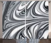 Fabric Curtains Black White Surreal Art Window Drapes 2 Panel Set 108x90 Inches