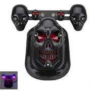 Rhafayre Chrome Skull Style Modified Motorcycle LED Black Skull Tail Light with Turn Signal Motorcycle Tail Light Plus Steering B-red blue
