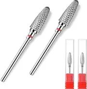 Sibba Carbide Nail Drill Bit 2 Pcs Remove Acrylic Hard Gels 3/32" Professional Cone Tungsten Drill Bits Quickly Safely Nail File Acrylic Drill Bits for Manicure Pedicure Cuticle Cleaner