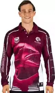 Manly Sea Eagles 2025 NRL Mens Barracuda Fishing Shirt Sizes S-7XL BNWT