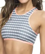 Splendid Women's Avalon Eyelet Rem Soft Cup High Neck Bra, Grey, SM 2-4