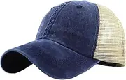 [HAMKVBPR] Baseball Cap Unisex Retro Breathable Sun Hats Baseball Cap Adjustable Dad Hat Outdoor Sports Hat(Navy)