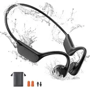 yawlown Swimming Headphones, IPX8 Professional Waterproof Bone Conduction Headphones Built-in 32G Memory, Open Ear Wireless Bluetooth 5.4 with Mic for Running, Cycling, Workout
