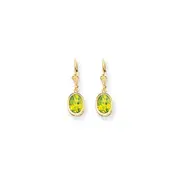 14k Yellow Gold 9x7mm Oval Peridot Leverback Earrings