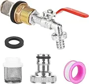 Water Butt/Rain Barrel Outlet 3/4 inch Hole Adaptor, 3/4 Inch IBC Water Butt Tap with Filter Plug, Garden Tap Kit, Outdoor Tap Kit, Outlet Faucet for rain Barrels, Water Tanks, cisterns (Red)