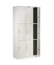 9 Door Metal Locker Office Storage Cabinet Steel School Lockable Light Grey GOPH