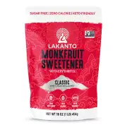 Classic Monk Fruit Sweetener with Erythritol - White Sugar Substitute, Zero Calo