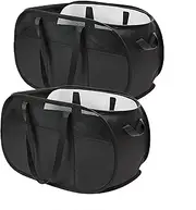 2Pack Foldable Laundry Basket, Pop-Up Laundry Hamper,Tear-Resistant Sturdy Handle Mesh Dirty Clothes Basket,Space Saving,Suitable for Bedrooms,Laundry Room,RV Travel (Black)