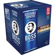 Boss Iced Double Espresso 237mL x 4 pack