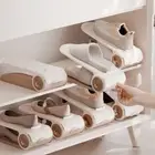 2pcs Adjustable 4-Speed Shoe Stack Anti-slip Shoes Storage Rack Dormitory