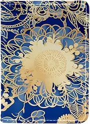 [CWAGFEQZ] Passport Holder,Passport Wallet,Passport and Vaccine Card Holder Combo,Blue and Gold Mandala Pattern
