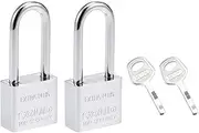 uxcell Steel Padlock, Keyed Alike, 30mm Wide Chrome Finish Harden Long Shackle, 2Pcs