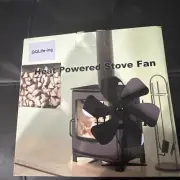 6 Blade Stove Fireplace Fan - Eco Heat Powered for Wood/Log Burner +Thermomet