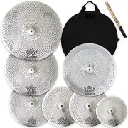 Low Volume Cymbal Pack 7 Pieces, Silent Cymbals, Quiet Cymbals Set for Drummer P