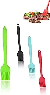 Heat-Resistant Silicone Basting Brushes for Meat, BBQ, Pastries, Oils, Butter, Sauces, Desserts, Turkey, Grill, Roast - Set of 4 Multicolor Non-Stick & Easy Clean Kitchen Tools