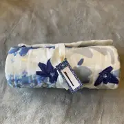 Pottery Barn REBECCA ATWOOD BLOSSOM 50 X 50 Table Throw NWT Blue Embroidered