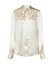 Tom Ford Fluid Charmeuse Lavalliere Shirt IT44,IT42,IT46 OFF WHITE